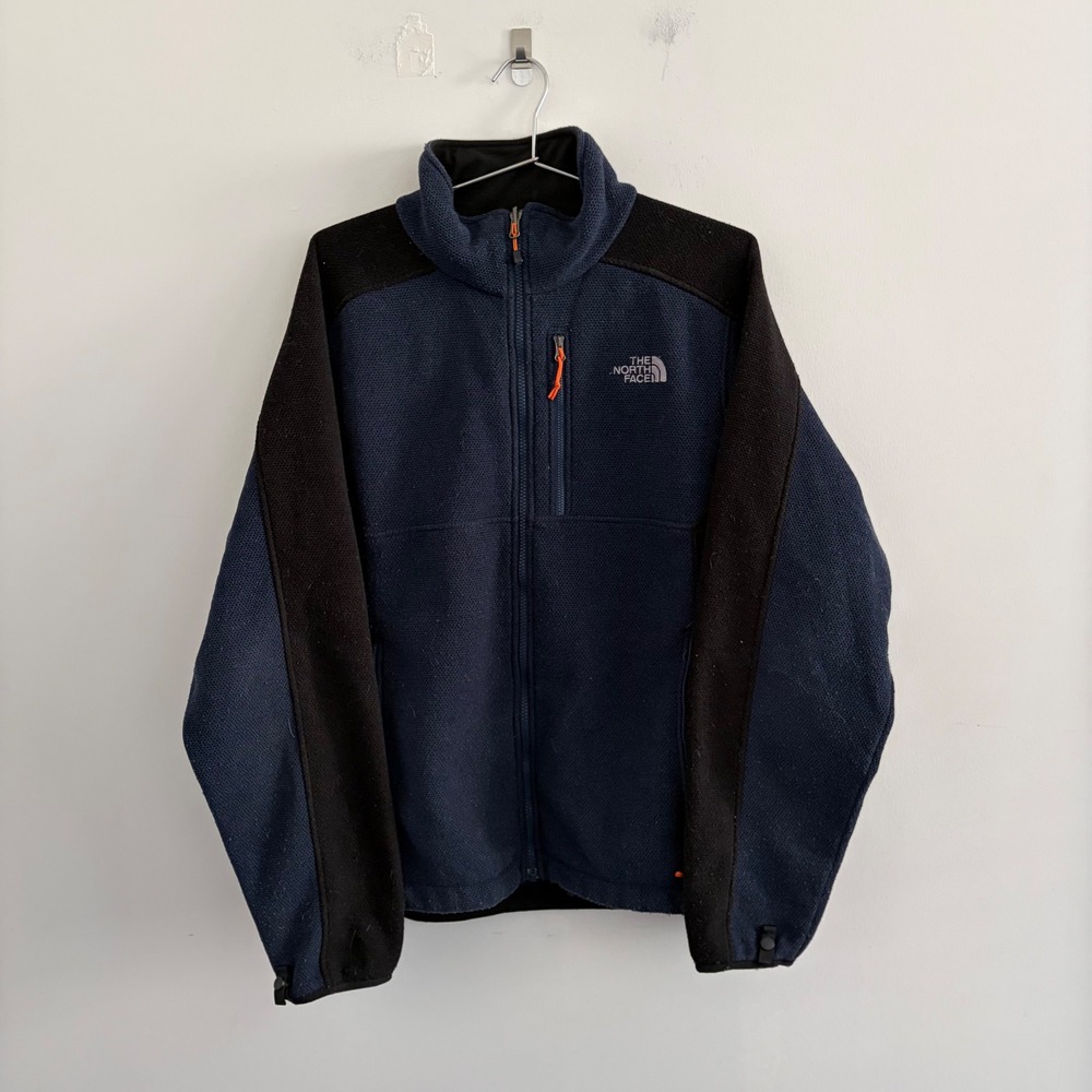 The North Face Mens Navy Blue Black Fleece Full Zip Jacket Large